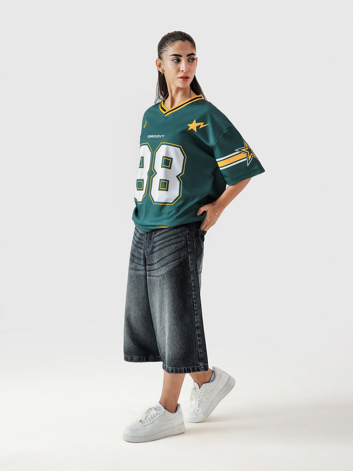 88 Athletics basketball jersey male model back view racing green mesh Pakistan – GROOVY