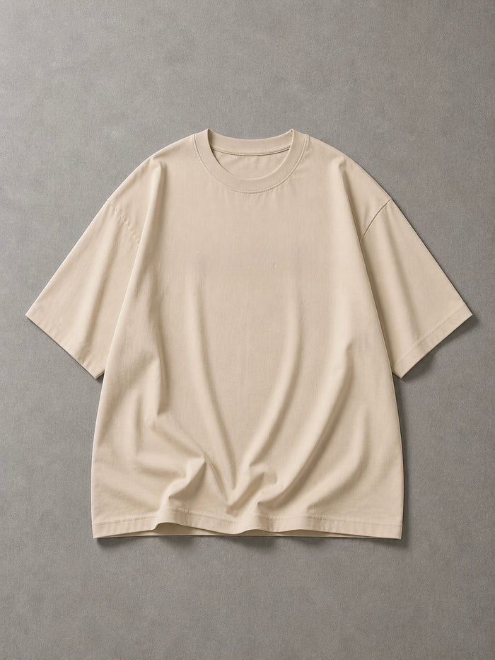 BEIGE BASIC OVERSIZED T-SHIRT