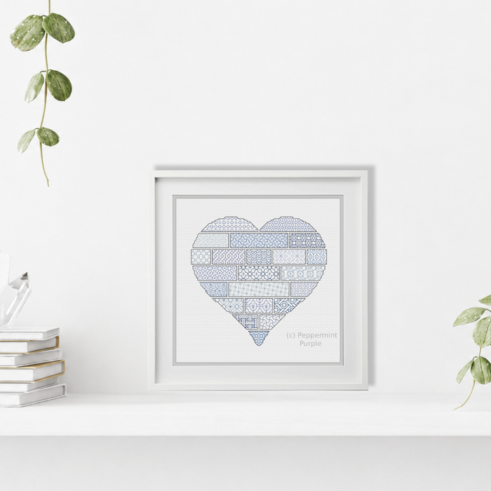 Blackwork Heart Pattern Blackwork Pattern by Peppermint Purple