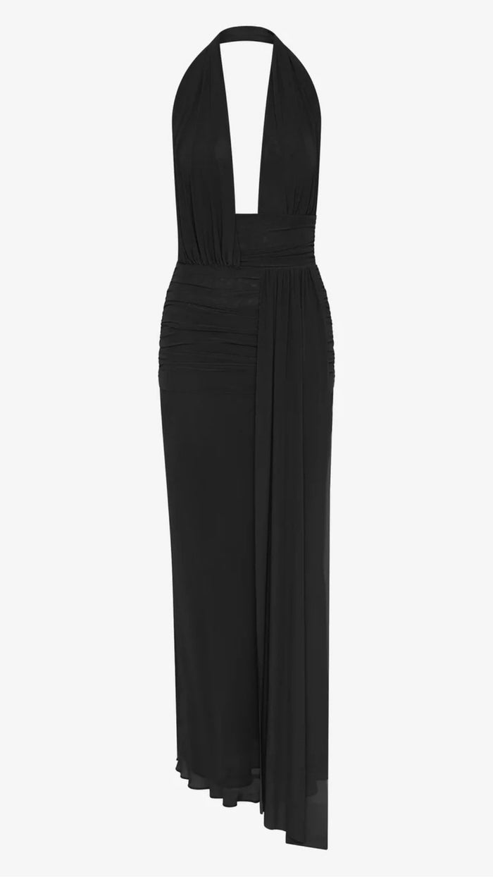 Cassis Drape Maxi Dress in Black