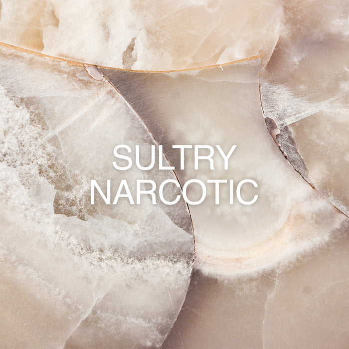 Abstract background featuring soft, muted tones with the text "Sultry Narcotic" prominently displayed in white.