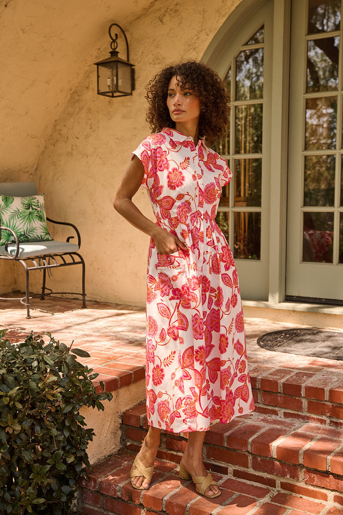 Grenola Button Up Midi Dress Arely Floral