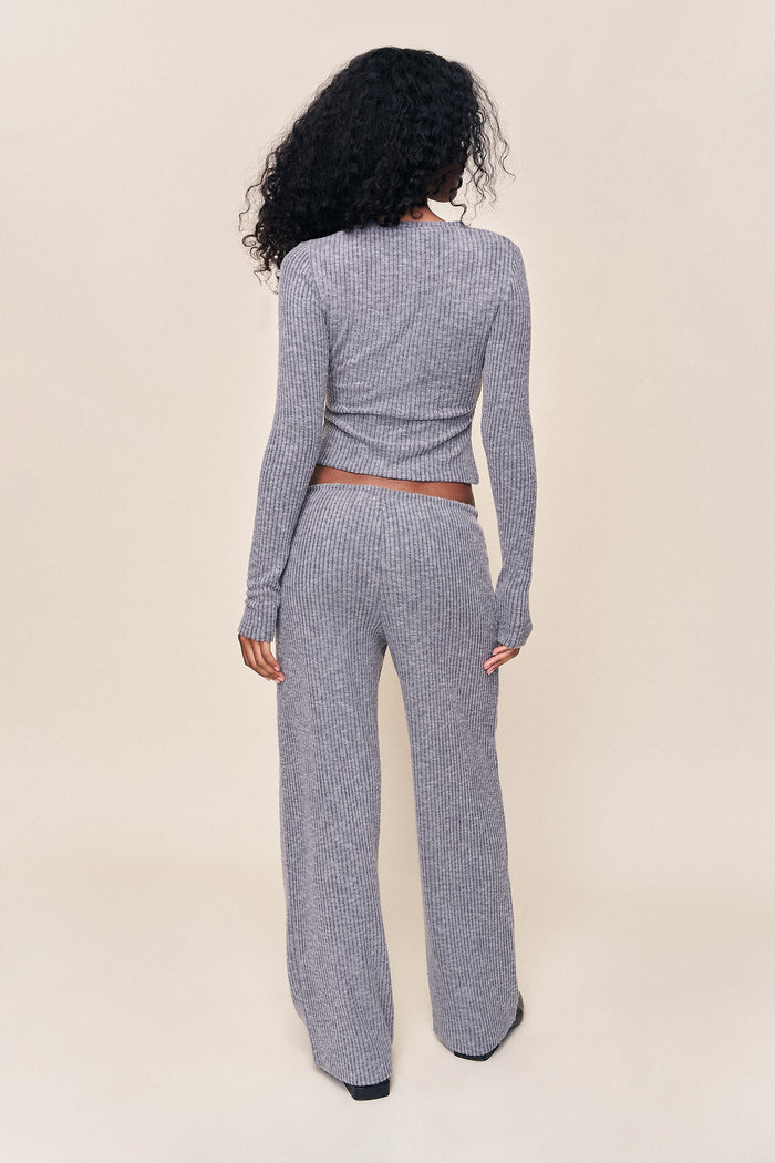 Lana Ribbed Relaxed Pant in Gunmetal
