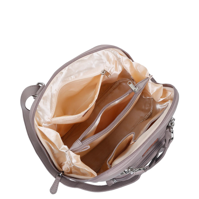 Women’s mauve vegan leather backpack purse for everyday, work and travel-inner view