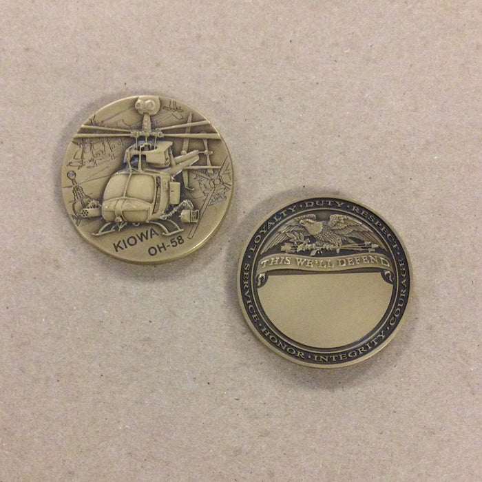 OH-58 Kiowa Warrior Helicopter Challenge Coin