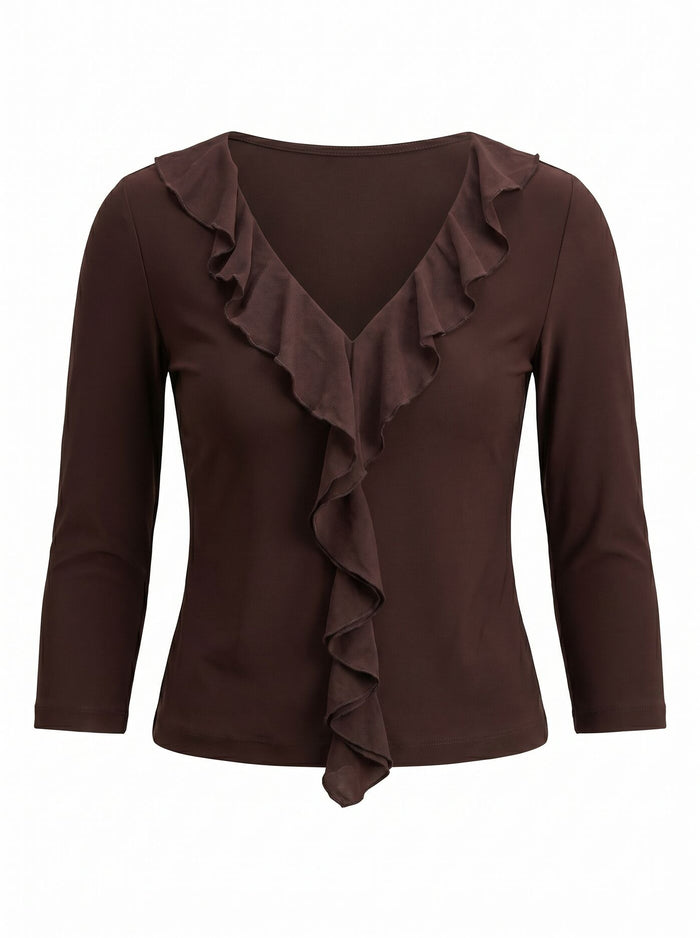 Orla Ruffle 3/4 Sleeve Top Forever New