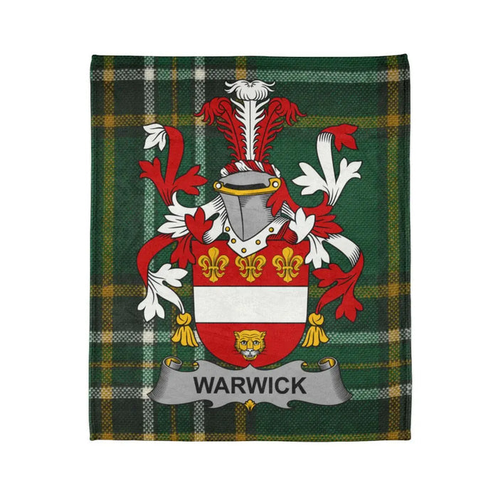 Warwick Family Crest Emblazoned Tartan Blanket