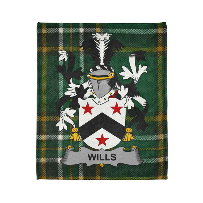 Wills Coat of Arms with Tartan Plaid Blanket