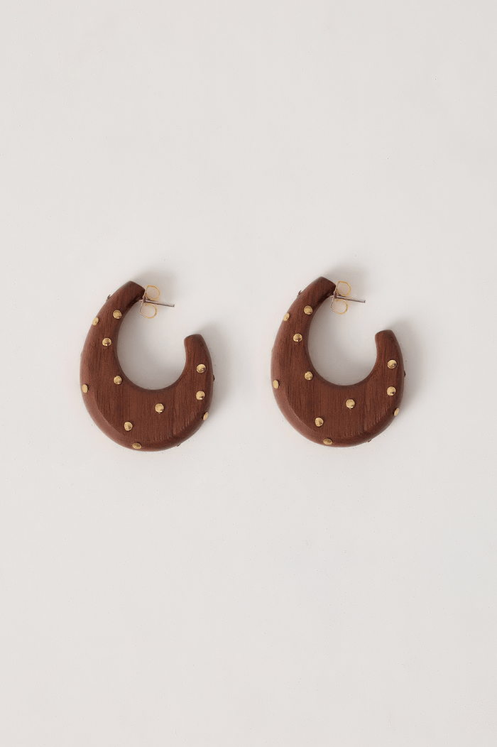 Wooden Gold Post Back Earrings_7