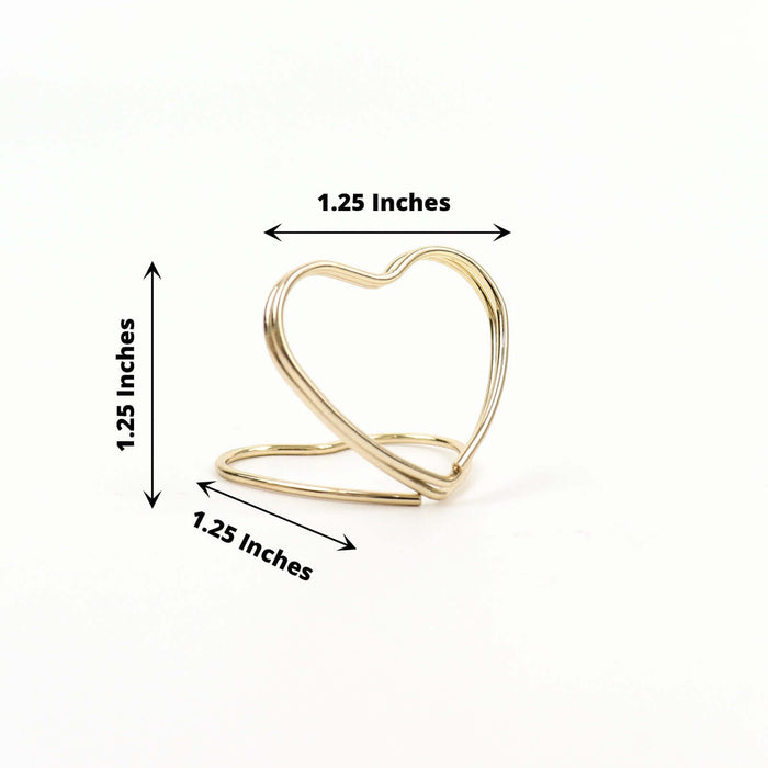 Gold heart-shaped wire decor size chart