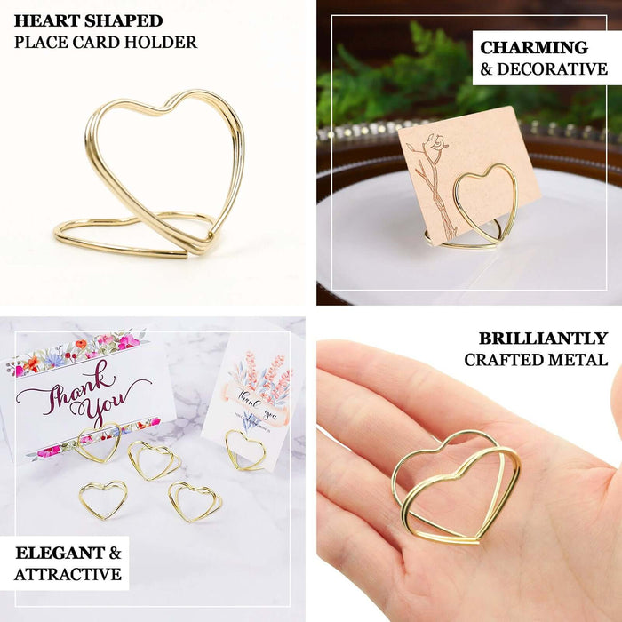 Heart-shaped place card holder, charming and decorative for events.