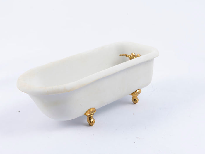 24k Gold Bathroom Set by F.W. Koch, Porcelain 3 Piece Bath Set