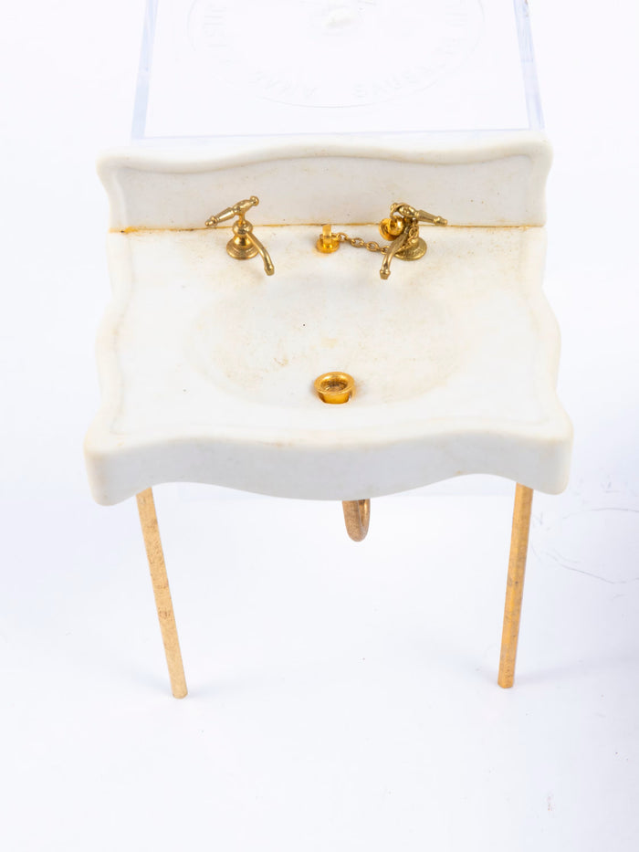 24k Gold Bathroom Set by F.W. Koch, Porcelain 3 Piece Bath Set