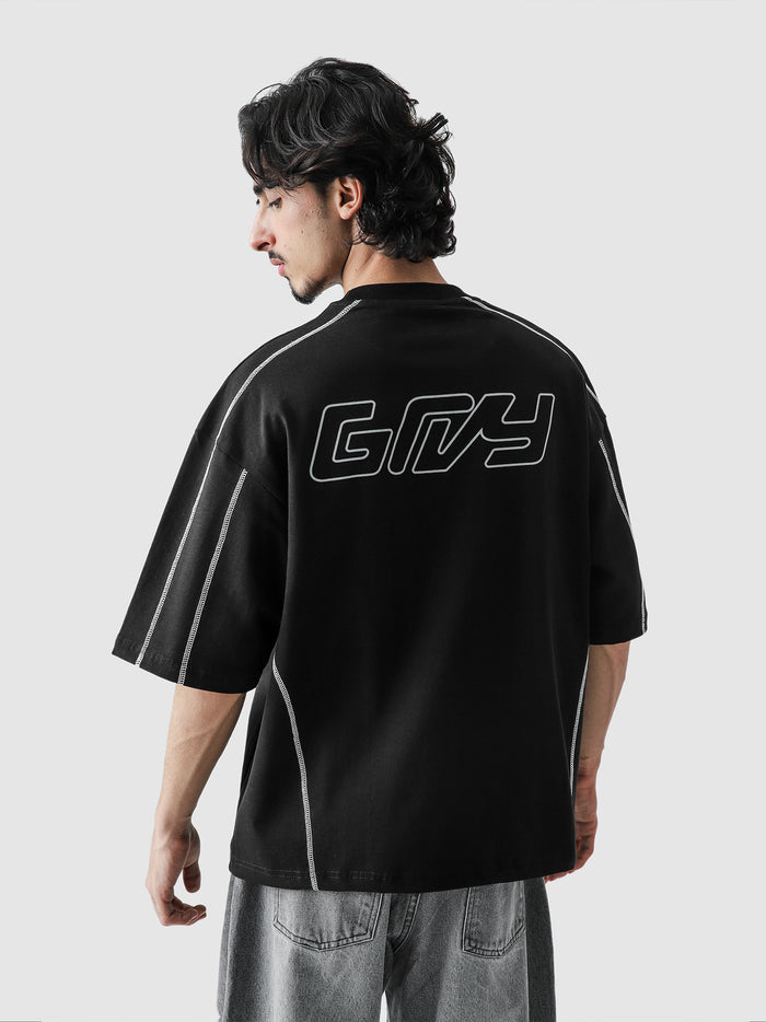 5 Way Stitch Top male model side view oversized streetwear Pakistan – GROOVY