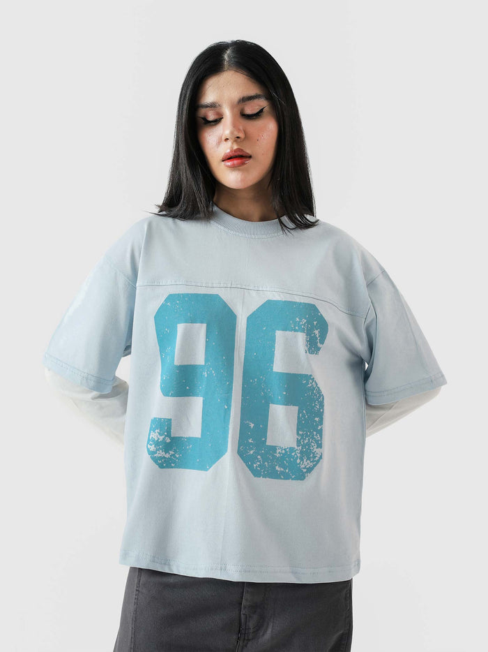 96 Double Layer Jersey frost blue male model full body front view layered Pakistan – GROOVY