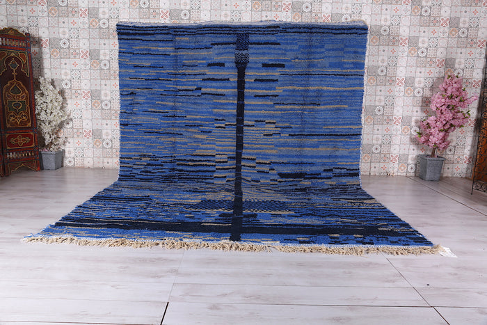 Custom Dark Blue Moroccan rug - Handmade Berber Carpet -