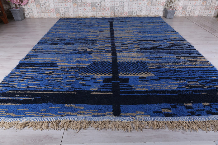 Custom Dark Blue Moroccan rug - Handmade Berber Carpet -
