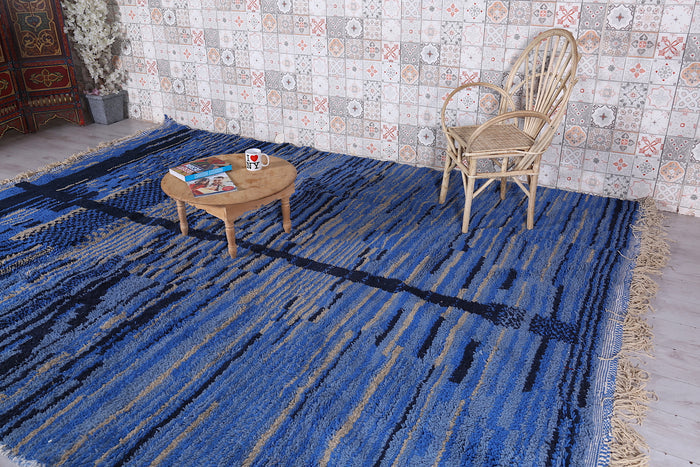 Custom Dark Blue Moroccan rug - Handmade Berber Carpet -