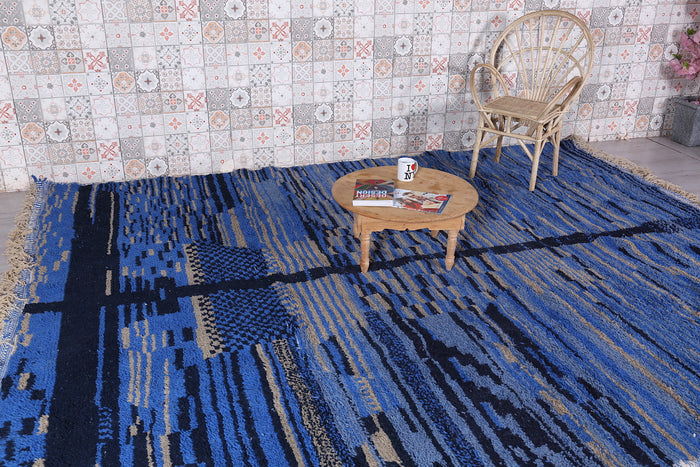 Custom Dark Blue Moroccan rug - Handmade Berber Carpet -