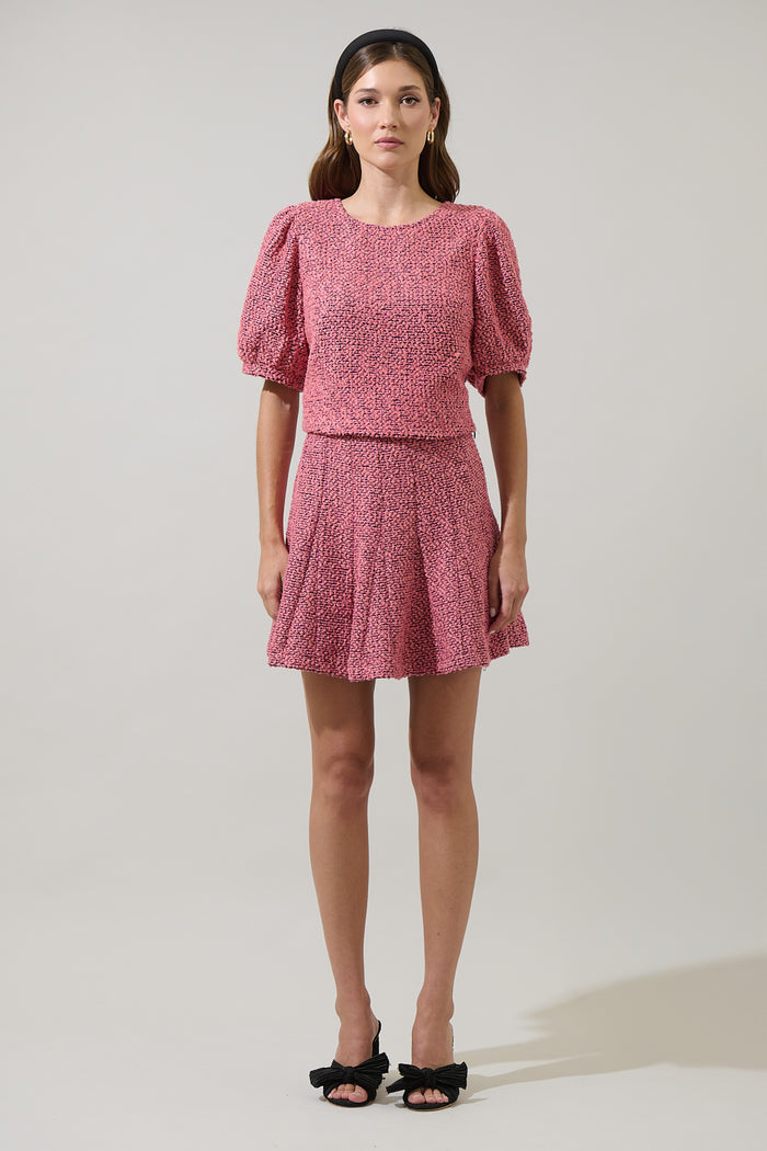Adina Tweed Flare Mini Skirt