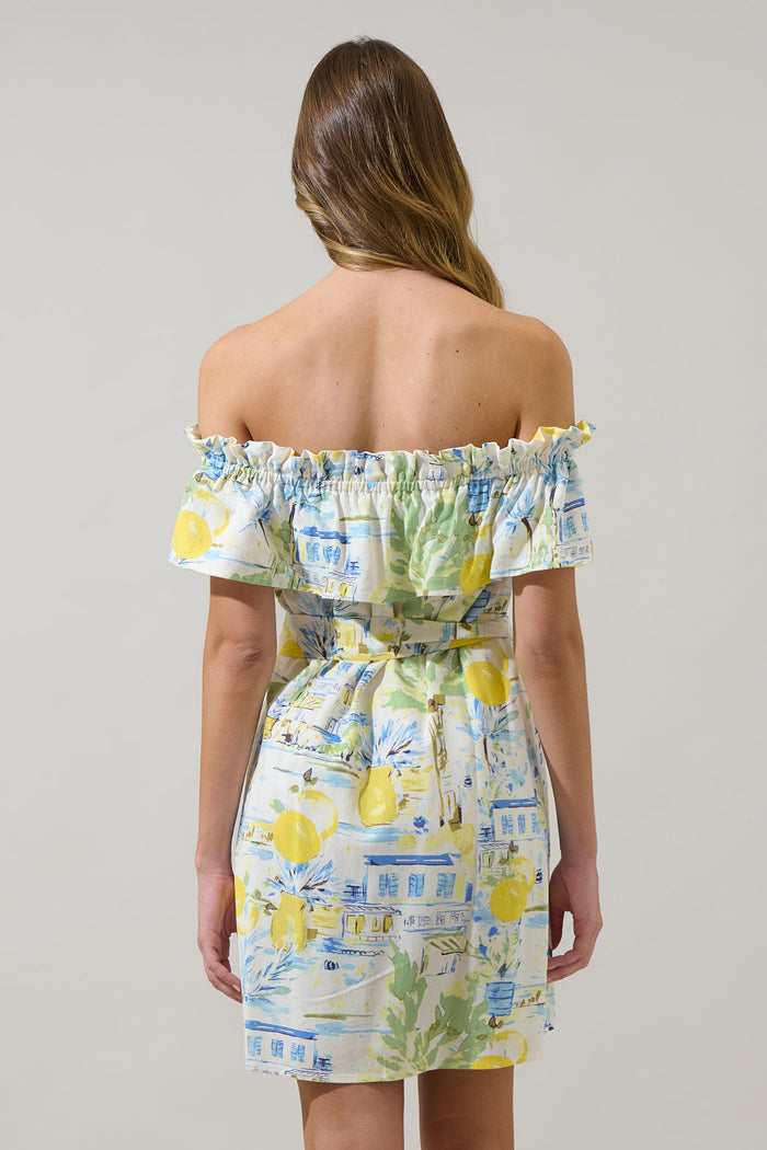 Amalfi Coast Off the Shoulder Ruffle Mini Dress
