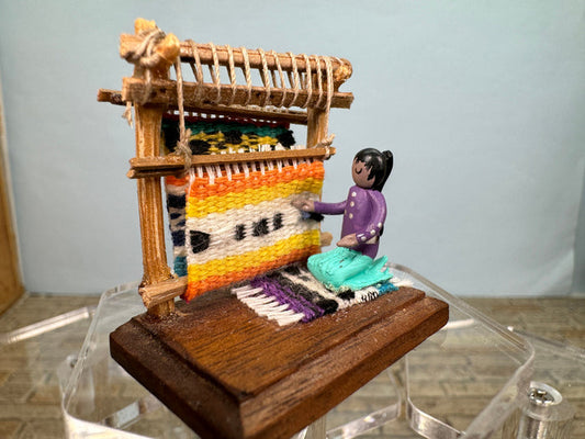 Artisan Handmade Native American Doll Making Blankets Southwestern