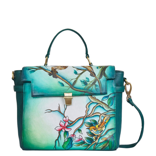 Women’s bird floral art top handle crossbody bag for daily use