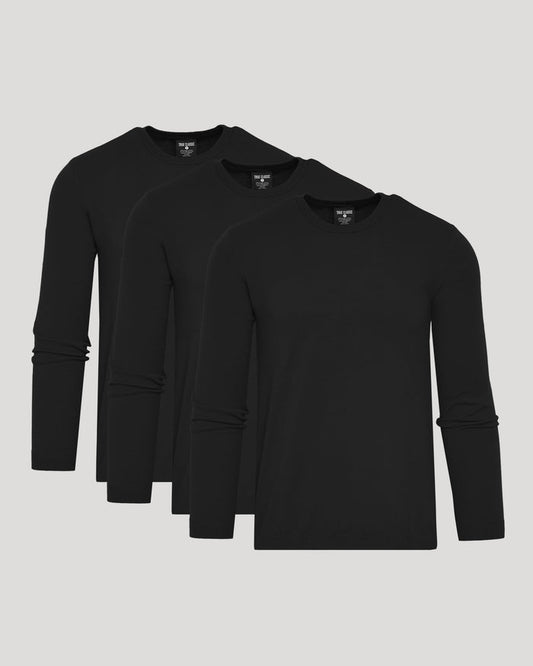 Black Crew Neck Sweater 3-Pack, soft, slim-fit, moisture-wicking.