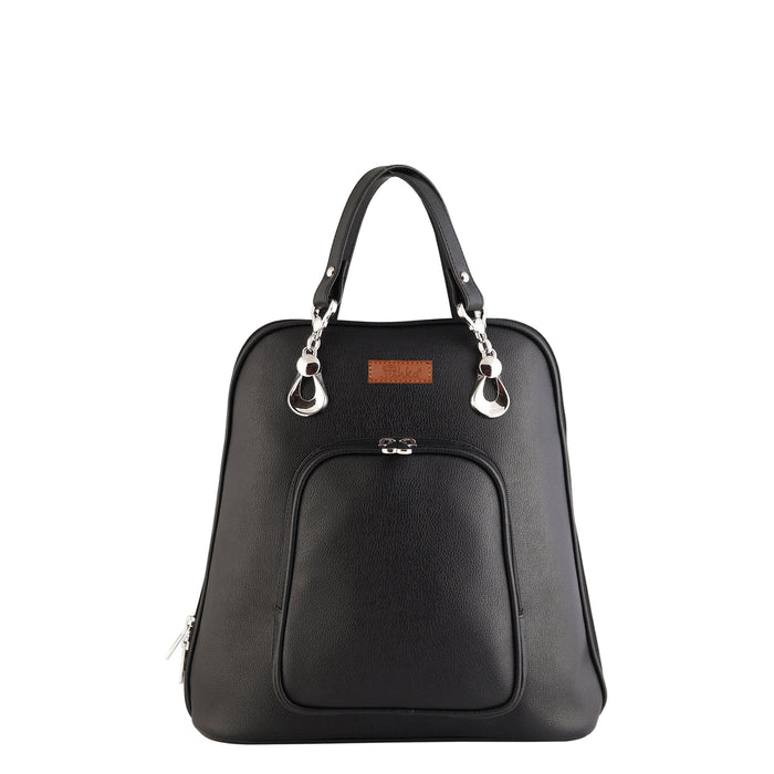 Women’s black vegan leather backpack purse for everyday, work and travel