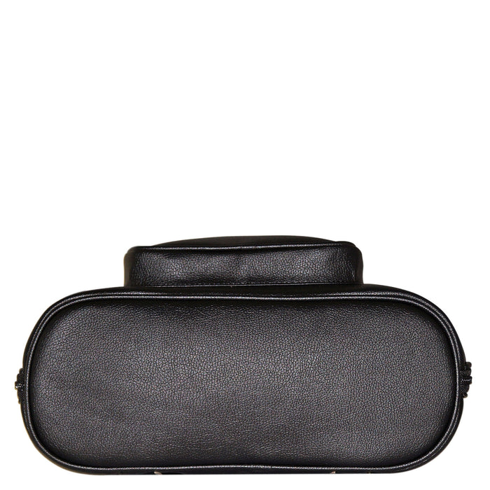 Women’s black vegan leather backpack purse for everyday, work and travel-bottom image