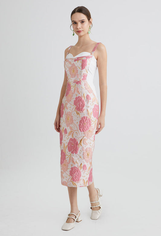 Bloom Peony Jacquard Midi Dress