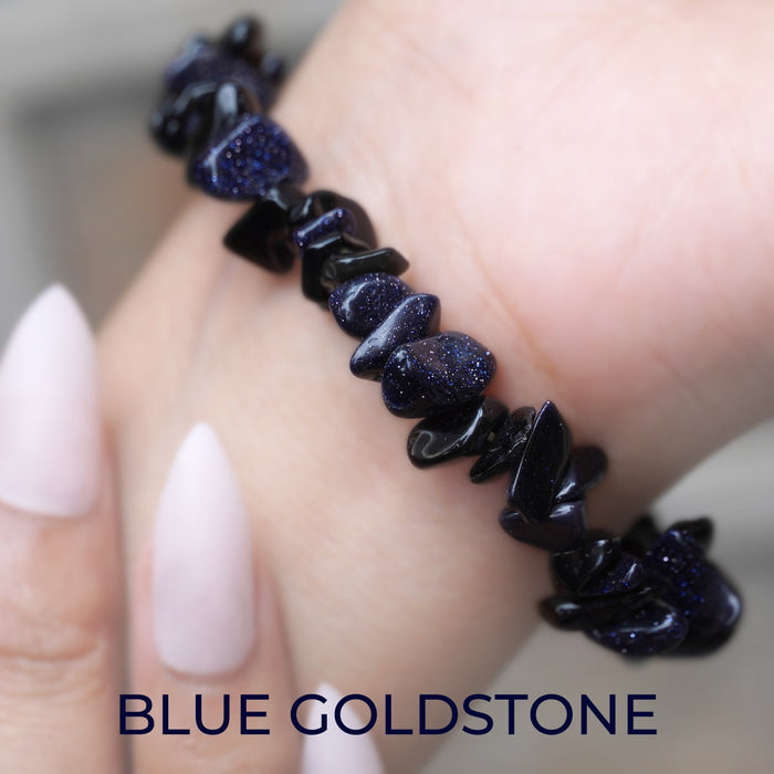 Blue Goldstone Chips Bracelet – Sparkle with Purpose