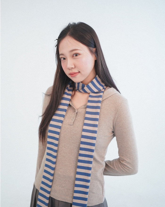 Blurry button hoodie -BEIGE
