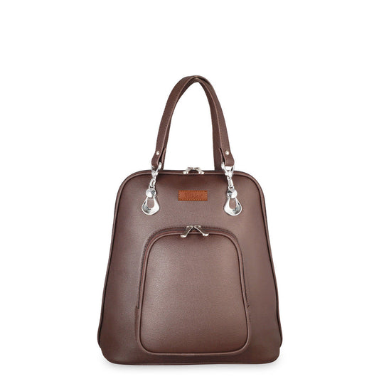 Women’s brown vegan leather backpack purse for everyday, work and travel