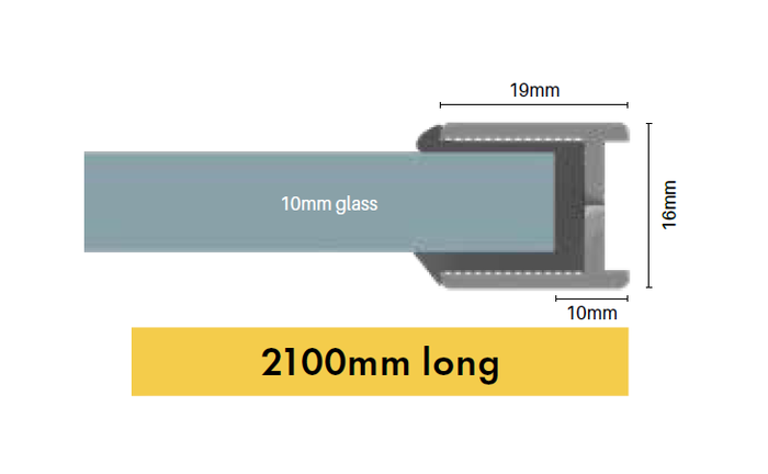 Brushed Nickel, Shower Screen Wall Channel for 10mm glass. - Image 3