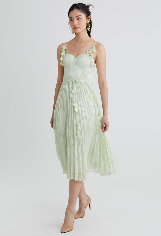 Caelia 3D Applique Strap Midi Dress