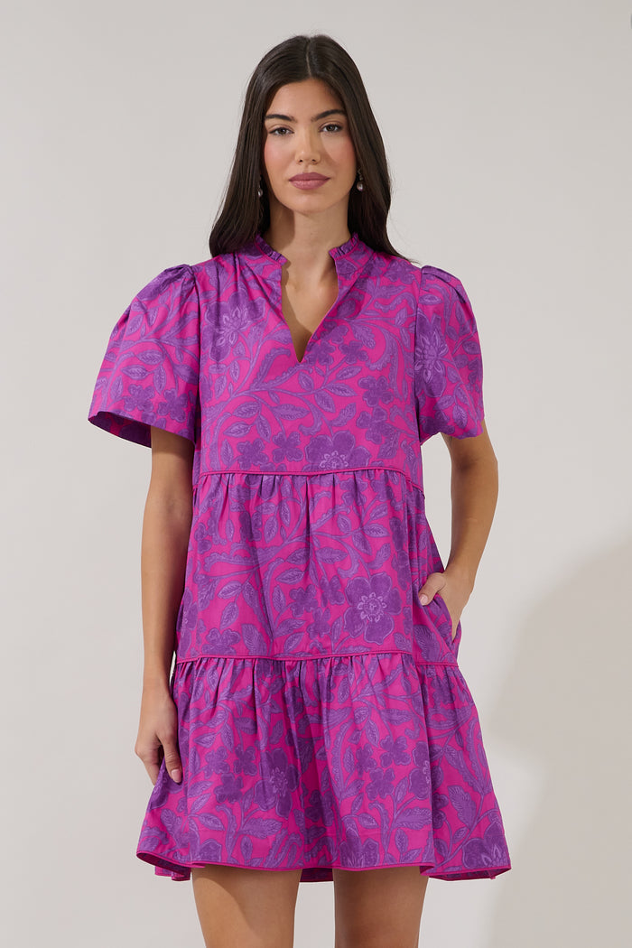 Candace Tiered Mini Dress Floral