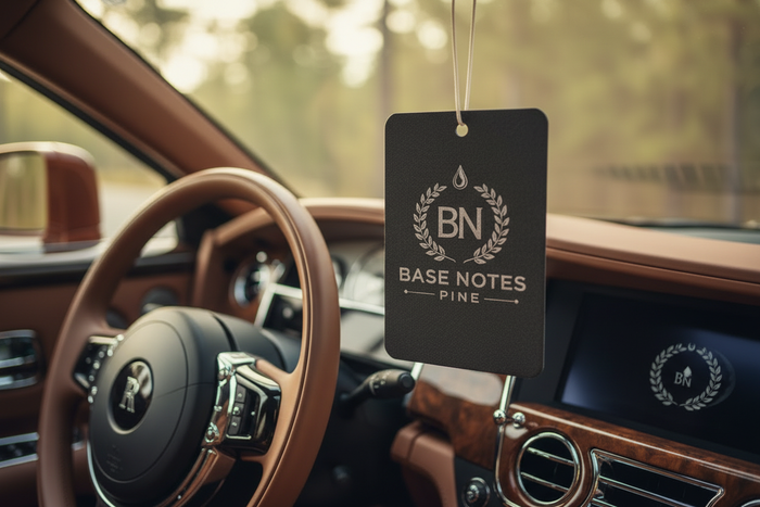 Pine Car Air Freshener - Close Up with Steering Wheel