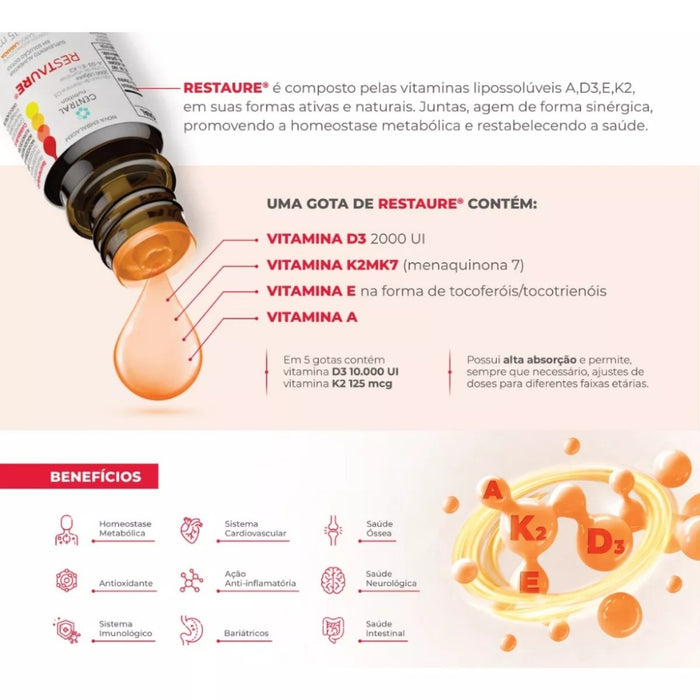 CENTRAL NUTRITION | RESTAURE - Vitamina D3 + K2 (15 ml)