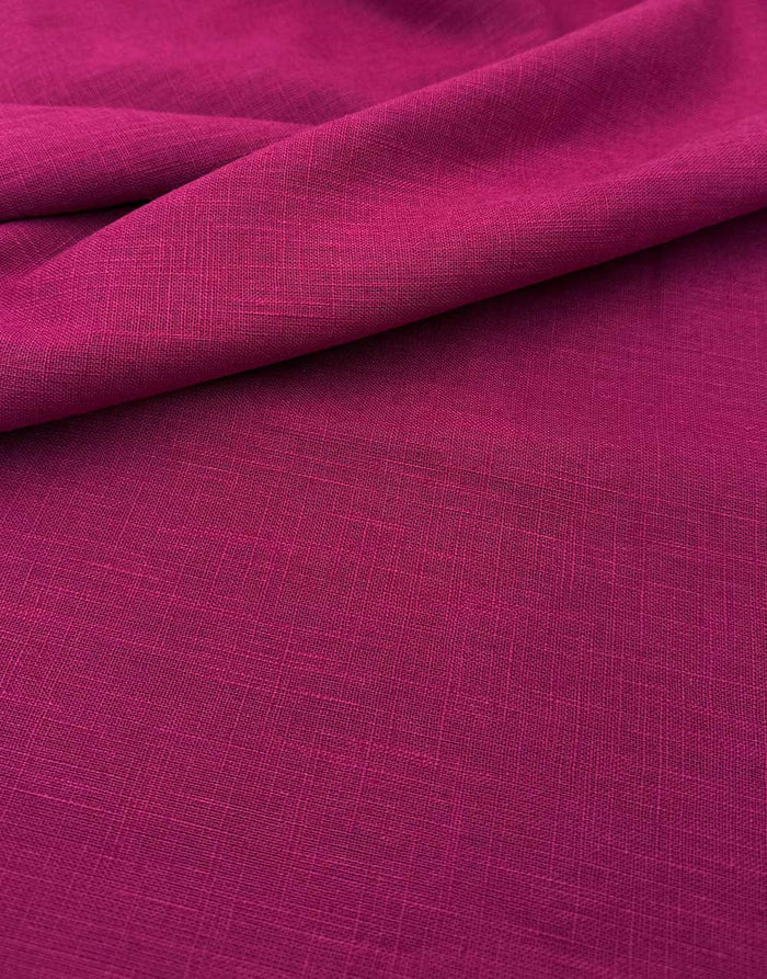 Cerise Washed Linen Cotton Fabric
