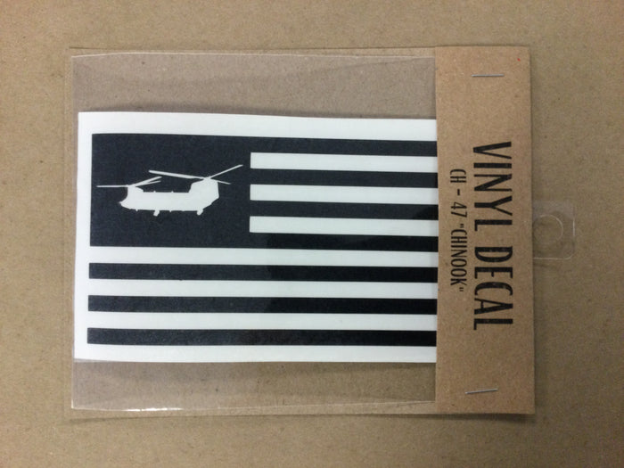CH-47 Chinook Helicopter on Flag Vinyl Decal