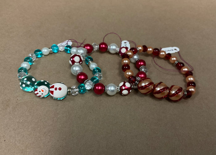Christmas Glass Bead Stretch Bracelets Multi