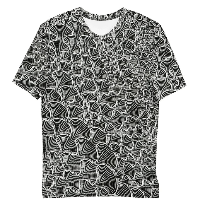 A mesmerizing optical illusion utilizes high-contrast deep void black and crisp, stark white to create a vibrating visual effect. Contact us with accessibility feedback, we'd love to help!