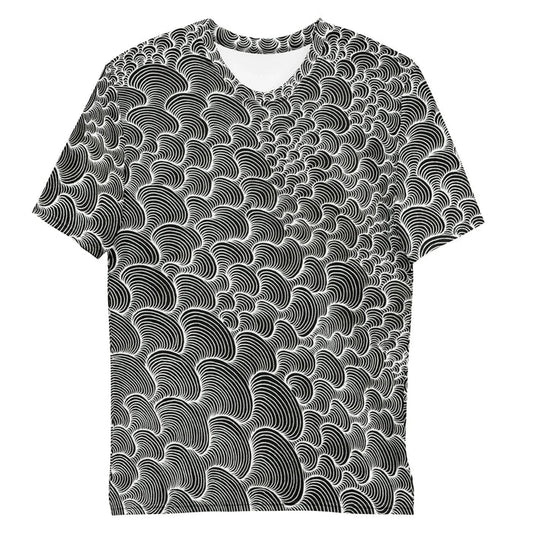 A mesmerizing optical illusion utilizes high-contrast deep void black and crisp, stark white to create a vibrating visual effect. Contact us with accessibility feedback, we'd love to help!