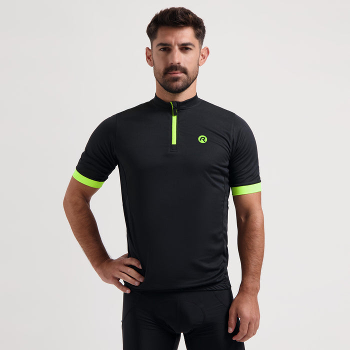 Rogelli Core fietsshirt heren zwart korte mouw gedragen voorkant.