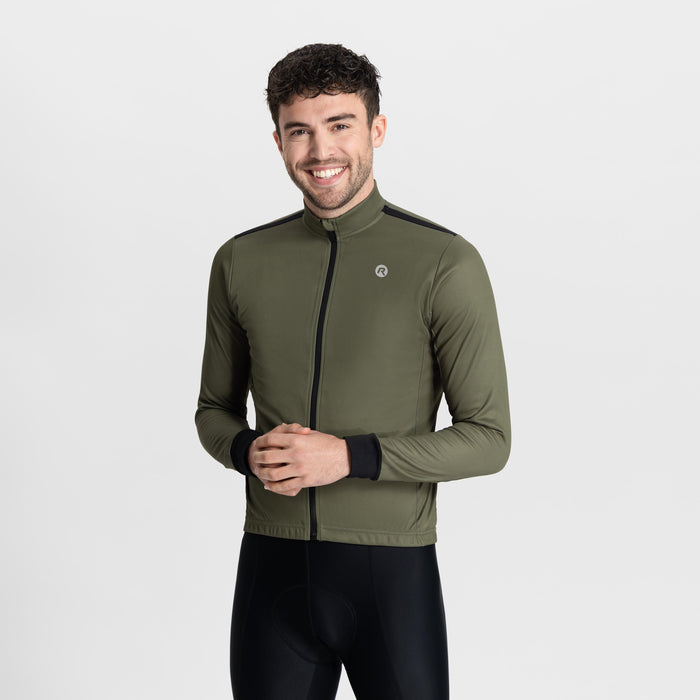 Rogelli Core fietsshirt heren groen lange mouw gedragen voorkant.