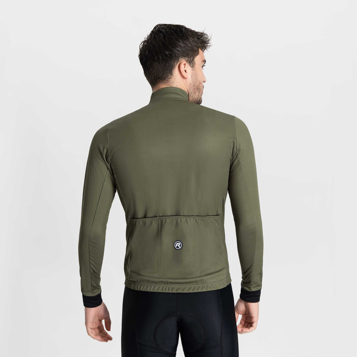 Rogelli Core fietsshirt heren groen lange mouw gedragen achterkant.