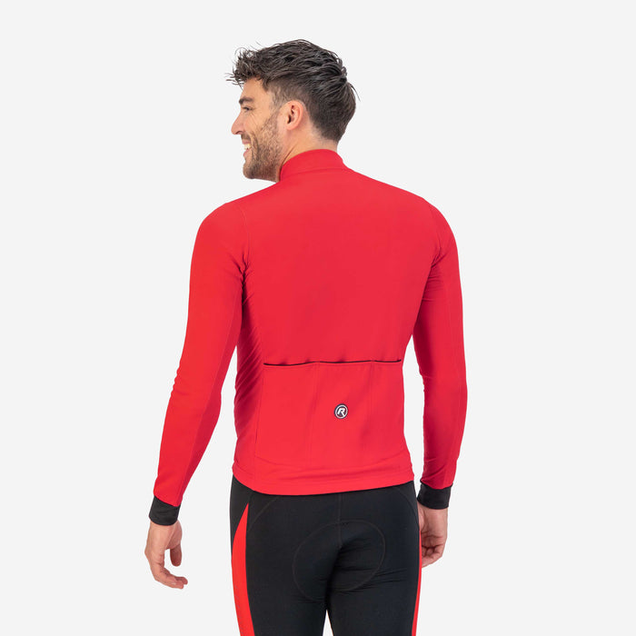 Rogelli Core fietsshirt heren rood lange mouw gedragen achterkant.