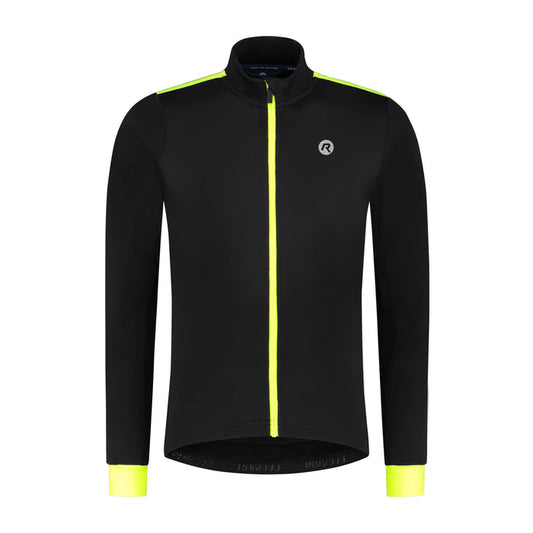 Rogelli Core fietsshirt heren zwart en geel lange mouw voorkant.