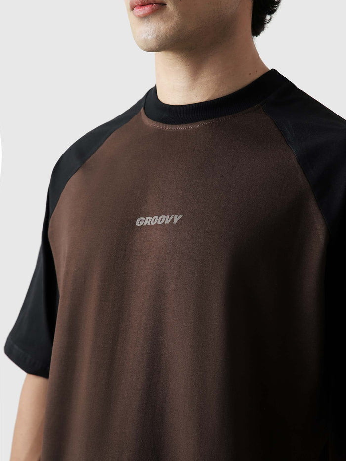 CORE tees mocha brown raglan male model front view Pakistan – GROOVY
